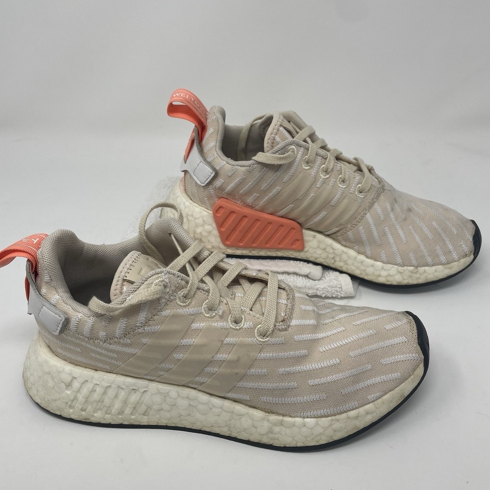 Womens Adidas Originals NMD‎ R2 Running Sneaker Shoe Linen White BA7260
